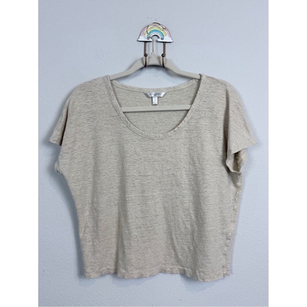 Banana Republic Linen Scoop Neck Short Sleeve Cropped Top S